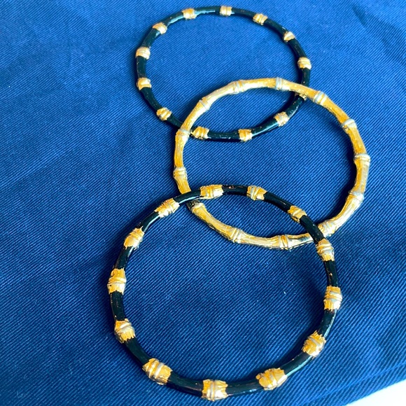 K J Lane style enamel bamboo bangles - Picture 5 of 9